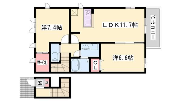 播磨町駅 徒歩15分 2階の物件間取画像